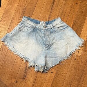 We The Free Denim Frayed Hem Shorts
